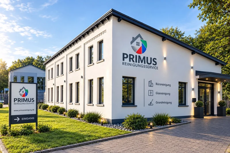 Bereitgestelltes Gebäudemotiv mit Primus-Beschriftung.